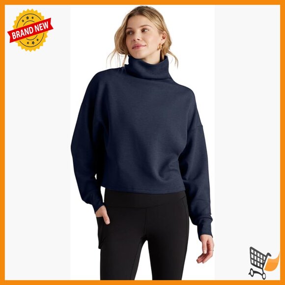 Cropped Mock Neck Sweatshirt DreamGlow Fabric Odor-Resistant Activewear